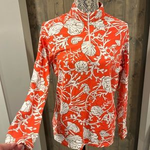 Icikuls ( Ibkul)Sun Shirt Printed 1/4 zip long sleeve coral size L
